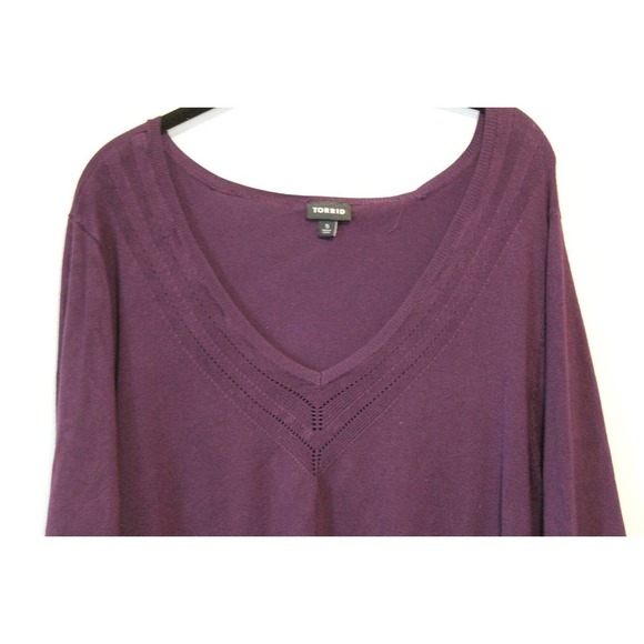 Torrid Pullover V-Neck Baby Doll Sweater Purple Women's 5 5X H14633 - Picture 3 of 11